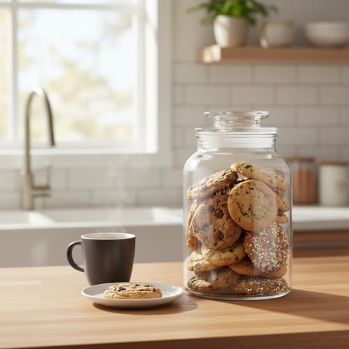 Image of 1500 ml Glass Canister Set for Kitchen Airtight Lid and Chalkboard Labels Cookie and Candy Jars, Storage Containers Pack Of (2)