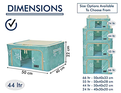 Image of Yellow Weaves Foldable Cloth Storage Box /Wardrobe Organizer, 44 LTR, 2 pieces, Blue