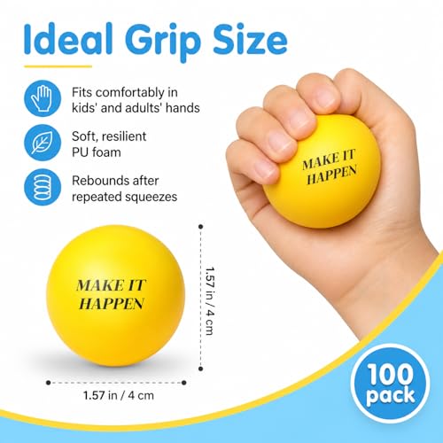 TGIQROVE 100 Pack Foam Stress Balls with 10 Types Positive Quotes by TGIQROVE - Used condition - Image 2