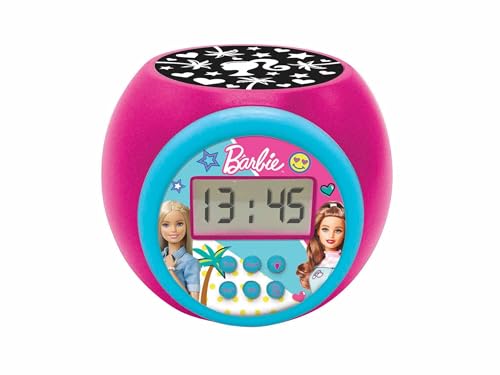 Reloj Despertador con proyector Lexibook Barbie con función de repetición y Alarma, luz Nocturna con Temporizador, Pantalla LCD, batería, RL977BBLXB