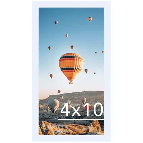 Image of JCJMY 4x10 Picture Frame White for Wall Hanging or Tabletop, Wall Mounting Horizontally or Vertically, 4 x 10 Wall Gallery Poster Photo Frame with Shatter Resistant Plexiglass, White