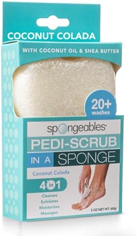 Spongables Pedi Scrub Foot Exfoliating 20+ Wash Sponge, Coconut Colada, 1 Count
