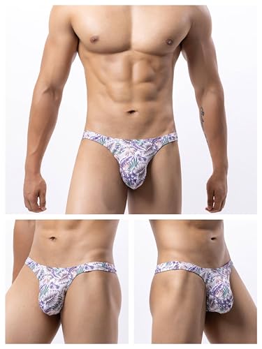 Men's Spandex Thong Low Rise Bikini Printed Briefs Underwear3
