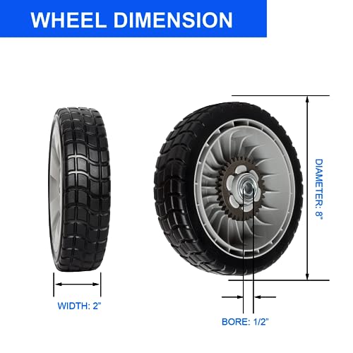8" Replacement Lawn Mower Wheel Kit (2X Front Drive Wheel 44710-VL0-L02ZB + 2X Rear Wheel 42710-VE2-M02ZE) for Honda 44710-VG3-000 44710-VG3-010 42710-VG3-B00 42710-VE2-M00ZE Walk Behind Lawn Mower by ZALANA - Image 4