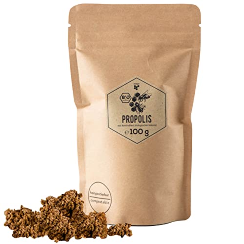beegut BIO Propolis roh, natürliches, frisch geerntetes & reines Bienenharz, 100g zur eigenen Weiterverarbeitung, 100% aus BIO Imkerei