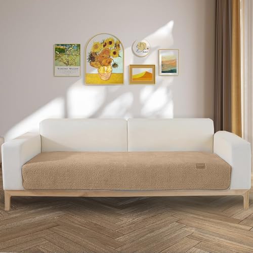 LINGKY Samt Sofabezug 1 2 3 4 Sitzer, L Form Sofaüberwurfe, Ecksofa Sofa überzug Pets Dog Couch überzug Anti-rutsch Sofaschutz, Ultra Weicher Sofaschoner (Kaffee, 70x150cm/Rechteckig)