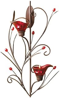 Gifts & Decor Ruby Blossom Tealight Candle Holder Wall Sconce Decor