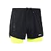 ARSUXEO Men's Active Training Running Shorts 2 in 1 Green Size Large