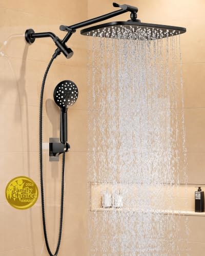 Veken 11.8" High Pressure Shower Head with Handheld, Metal Core Fittings