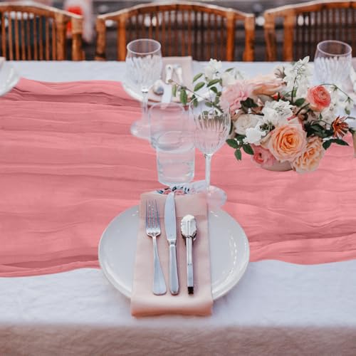 12 Pack Cheesecloth Table Runner, Runner Gauze Boho Wedding Decor Romantic Table Runner for Wedding Birthday Party(35" x 118")(Pink) by KEEPSHOWING - Image 6
