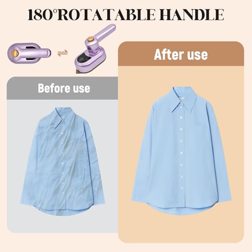 GothicBride Reise Bügeleisen Mini Dampfbügeleisen, Reisebügeleisen Mini Leicht Dampfbügeleisen Reise, Bügeleisen Antihaft Bügelsohle Schnelles Aufheizen, mit 50ml für Zuhause und Unterwegs(Lila)