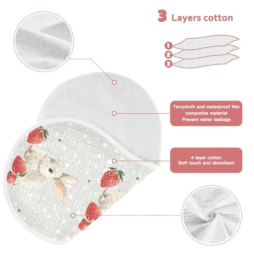 vvfelixl Baby Burp Cloths Rabbit Strawberries Baby Newborn Cotton Burping Cloths Set Babys Washcloths 4 Pack3