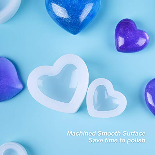 NiArt Valentine\'s Day Epoxy Resin 3D Heart Shape DIY Casting Art Craft Soft Silicone Molds 5 Shapes Shiny Multifunctional Handmade Tool Agate Jewelry Pendant Home Decor Soap Candle Clay Glossy Surface