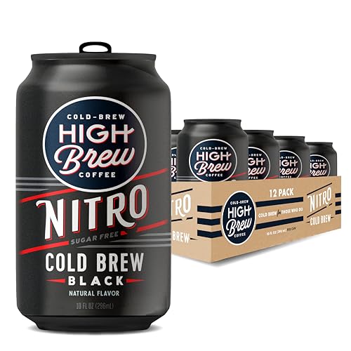 High Brew Coffee, Nitro Black, Cold Brew Coffee, Sugar Free, Dairy Free, 10 Fl Oz, Ready-To-Drink (Pack of 12)