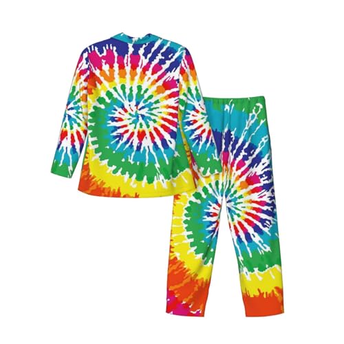 Colorful Spiral Tie Dye (2) Mens Pajamas Set Button Down Sleepwear Set Long Sleeve Loungewear With Pockets4