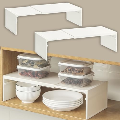 FGXY 2pcs Étagères de Rangement, Amenagement Placard, Étagère à Épices, Etagere Extensible pour Cuisine, Comptoir, Salle de Bain, Buanderie