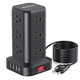 AnnTane Surge Protector Power Strip 10 FT Cord, Power Strip Tower with 4 USB Ports (1USB C), Extensi