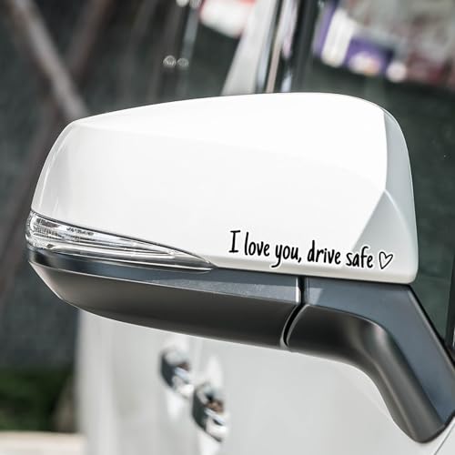 Image of 12Pcs I Love You Drive Safe Mirror Stickers, Cute Car Stickers for Women, Vinyl Waterproof Car Decals for Rearview Mirror Window Windshield, Funny Show Love Sticker for Auto Accessories (Mixcolor)