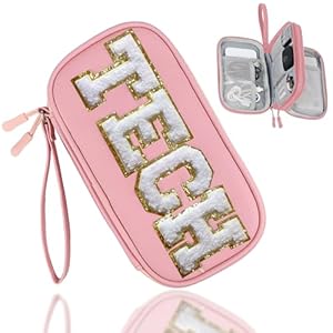 COSHAYSOO Electronic Travel Case Cable Cord Charger Organizer Pouch Bag Airplane Essentials Unique Birthday Christmas Gifts for Women College Teen Girls Traveler Accessories (Light Pink)