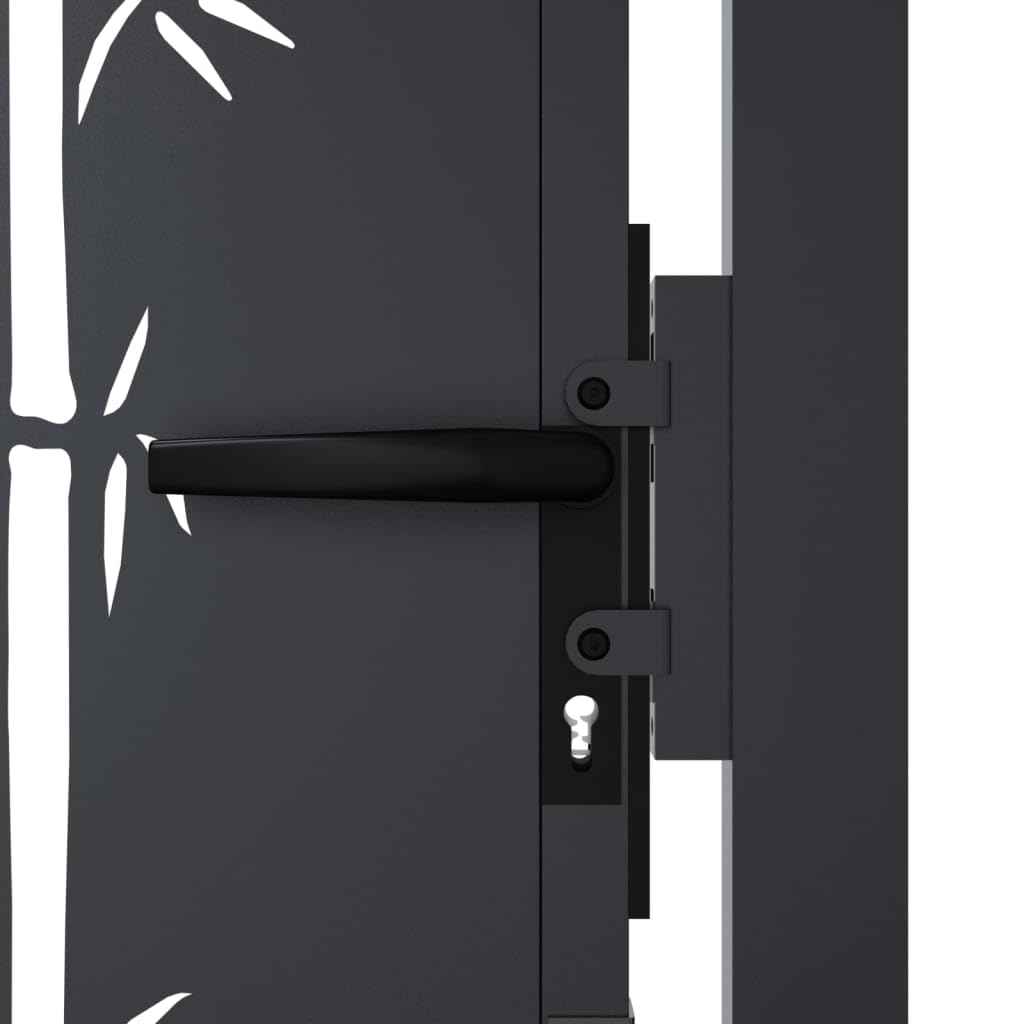 LAPOOH Puerta de jardín Acero Gris Antracita diseño bambú 105x80 cm, Puertas para Jardin, Puertas De Exterior, Valla Jardín, Rejas para Puertas De Entrada