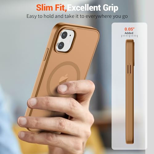 Image of SUPFINE Magnetic for iPhone 12 Case /iPhone 12 Pro Case (Compatible with MagSafe)(Military Grade Drop Protection) Slim Translucent Matte Shockproof with Anti-Fingerprint Phone Case,Brown