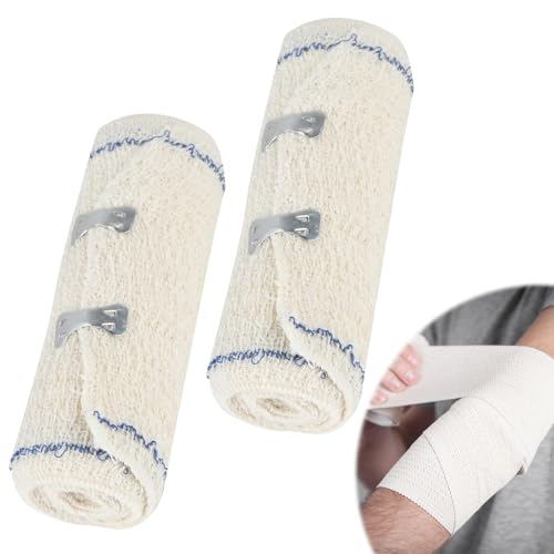 Kit di 2 Bende per Bendaggi Estetici in Crepe di Cotone Elastico,Ideali per Trattamenti con Fanghi, Argille e Oli Essenziali, Lavabili e Riutilizzabili