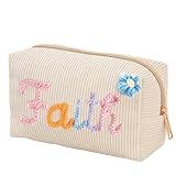 【Grand sac à cosmétiques】Mesurant (18 cm x 10,5 cm x 7 cm), ce sac fourre-tout en velours côtelé est parfaitement dimensionné for accueillir facilement votre téléphone, votre parfum, votre laine, vos bijoux, vos câbles, votre rouge à lèvres, votre poudre et autres essentiels.