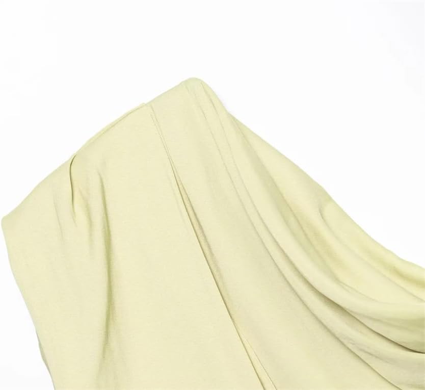 Women's Satin Textured Asymmetric Top with Slanting Collar and Ring Buckle