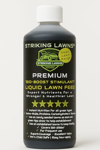 BIO-BOOST Lawn Feed by Striking Lawns – Spring Liquid Lawn Stimulant with Seaweed, Amino Acids & Proteins | Safe for New Seed & Established Grass | Pet & Child Safe