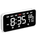 Dekala Digital Alarm Clocks for Bedrooms, Loud Alarm Clock for Heavy Sleepers, Temperature & Humidity Detect,