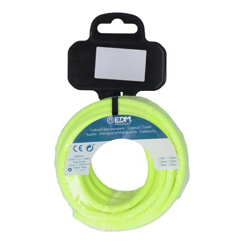 Câble textile 2 x 0,75 mm jaune fluor 5m cordon rond luminaire