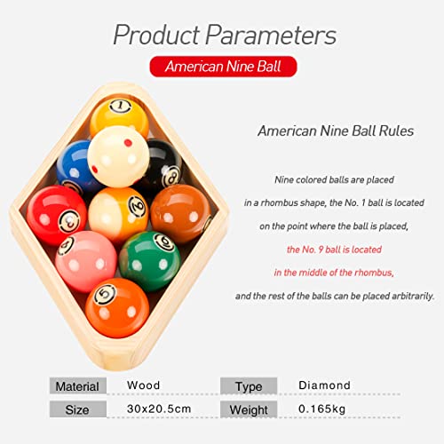 CRICAL Wooden Billiard Ball Rack Billiard 8-Ball Triple-Cornered Rack and 9-Ball Diamond Billiard Rack for Billiard Pool Table Accessories - Thumbnail 4
