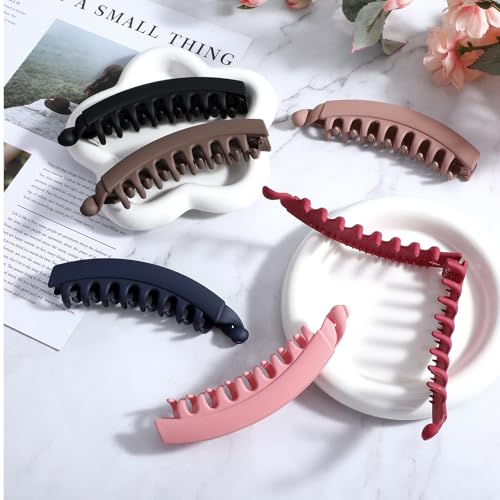 AOZUO 6 peças de grampos de cabelo de banana, clipes grandes de garra de banana de 12 cm, prendedor