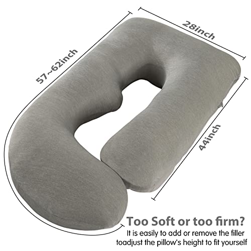Image of Elover Cooling Pregnancy Pillows for Sleeping,U Shaped Full Body Pillow with Removable Cover,Pregnant Women Must Haves,Maternity Essential,Dark Grey
