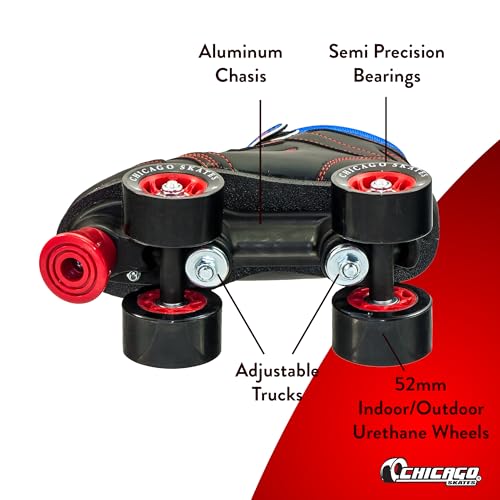Chicago Skates Sidewalk Roller Skates – Durable, Top Performance Indoor/Outdoor Use Skate Shoes for Girls & Boys, High-Top Boot Safety Youth Quad Skates, 60mm PU Wheels, Adjustable Chassis & Trucks by Chicago Skates - Image 3
