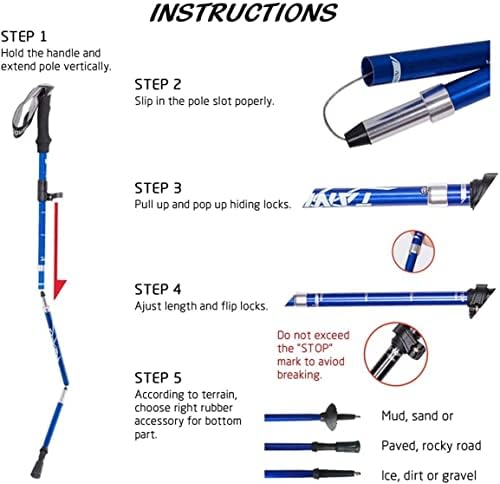 Outdoor Products Alloy Trekking Poles are Foldable Adjustable Very Suitable for Hiking Walking Backpacking and Snowshoeing Easy to Carry.