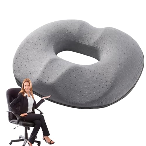 Cojín de asiento con de donut para coxis, con parte inferior antideslizante, portátil, ortopédico, para viajes, trabajo, hogar, sillas
