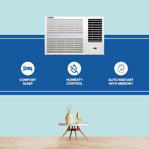 Image of Blue Star 2 Ton 3 Star Fixed Speed Window AC (Copper, Turbo Cool, Fan Modes-Auto /High /Medium /Low, Hydrophilic Blue Fins, Dust Filters, Self-Diagnosis, WFE324E, White)