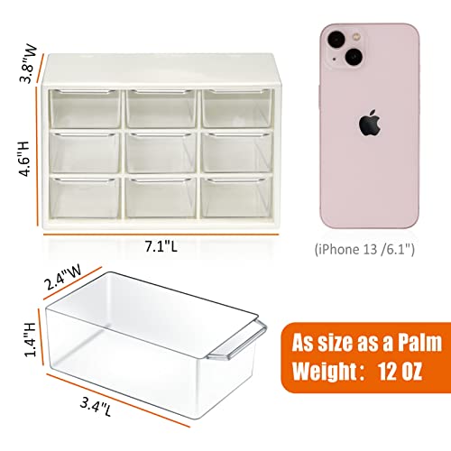 Mini Desk Organizer With Drawers, Office Supplies And Jewelry Storage Case 9 Drawers - White #TOP1
