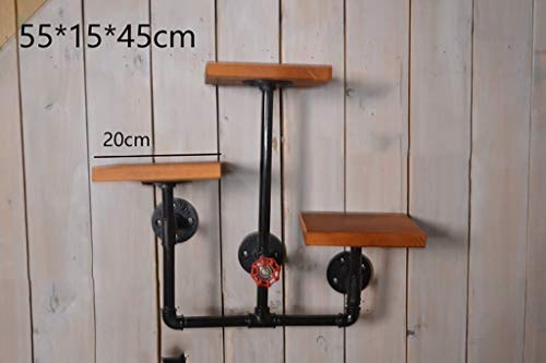 Estante de pared con plancha de hierro resistente y tres niveles de almacenamiento retro