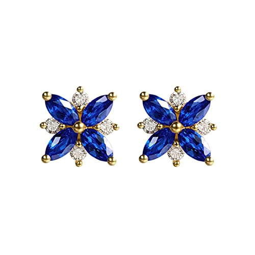 Boucles d'oreilles en or 18 carats TABOJS à fleurs avec rubis anti-ternissement