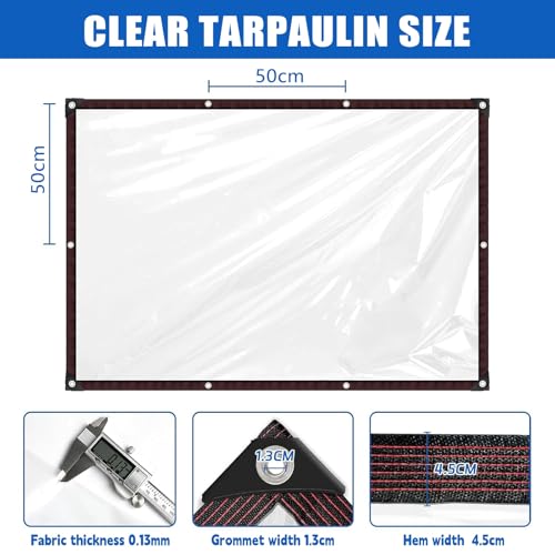 Lona impermeable transparente de 1.5x2.1 m con ojales para camping 8