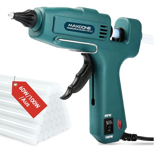 MAXDONE Heißklebepistole 60W/100W/Aus Feuerfest mit 11mm Durchmesser Heißklebesticks Temperatur Verstellbares Heissklebepistole für DIY Handwerk Reparaturen (Nicht Klein)