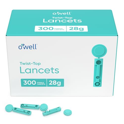 OWELL Twist Top Lancets, Sterile Lancets for Diabetes Testing, Lancets for Diabetic & Blood Sugar Test, Thick Lancet for Regular & Thicker Skin, 28 Gauge, 300 Count