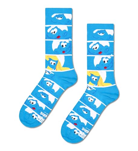 Happy Socks The Smurfs Smurf Faces Sneaker Sock Die Schlümpfe (DE/NL/SE/PL Numerisch 41 46 Regular Regular blau)