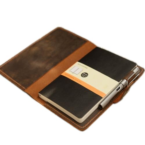 Distressed Leather 5 x 8.25' Notebook Cover Compatible with Moleskine Classic Cover Larger size, Portfolio Agenda Cover Diary Cover, 307M