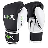 LNX Boxhandschuhe Pro-One Leder - Profi Handschuhe für Sparring und Training 10 12 14 16 Oz Männer Frauen schwarz matt (001) 12 Oz