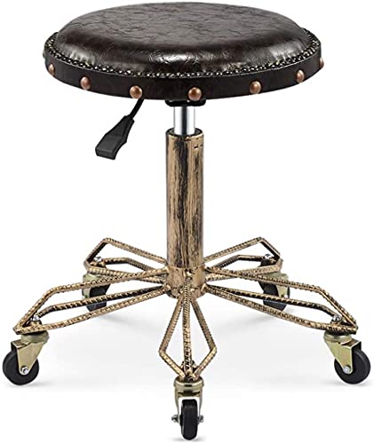 Tabouret roulant rond RWRAPS bleu foncé réglable pour bureau
