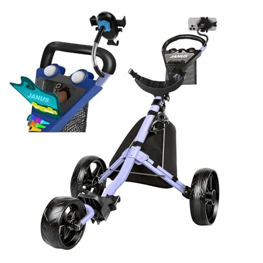 JANUS Golf Cart, Golf Bag cart, Foldable Golf Push cart,Golf Pull cart,3 Wheel Golf Push carts，with Gooseneck Phone Holder