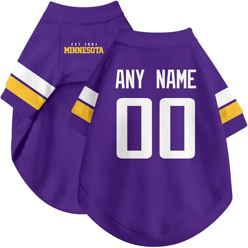 Image of Minnesota Dog Clothes Jersey Style Personalized Pet T Shirt with Custom Name Number for Small Medium Large Dogs